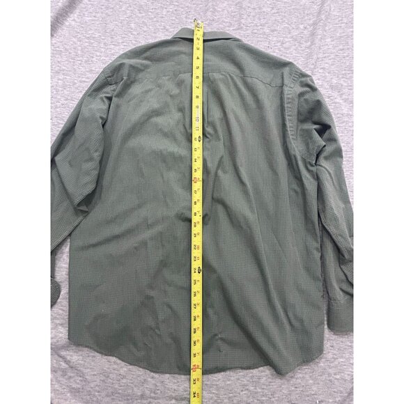 Hathaway Button Down Shirt Men's Size 16 Check Long Sleeve Solid Causal Green - Picture 6 of 7